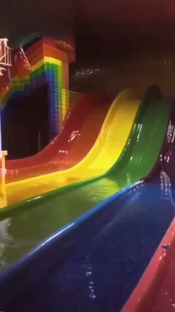 Rainbow slide in a dim room.