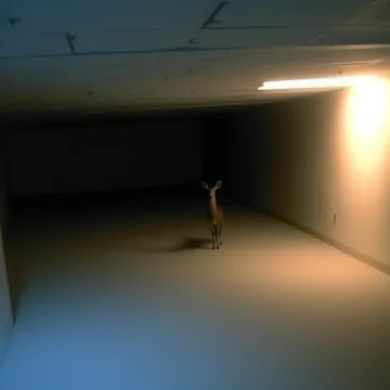 Lone chair in a dark flooded room.