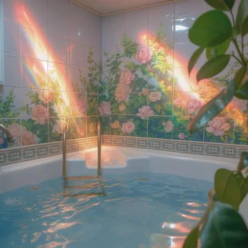 Rainbows in a room filled with plants.